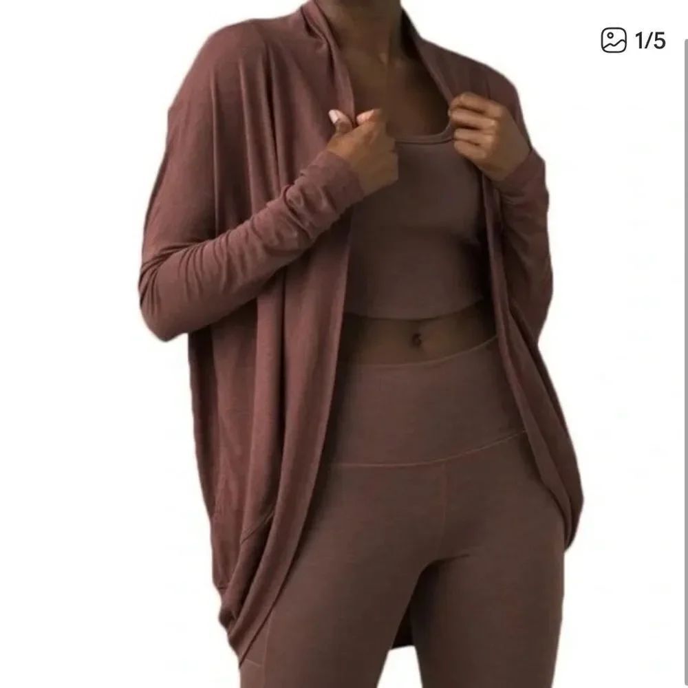 Prana Foundation Munra Wrap Cardigan Sweater Brown Womens XL